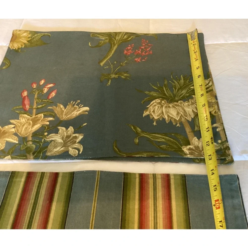 Waverly Sonoma Placemats Sunflower Buckingham Blue Flowered/ Multi-color Stripes